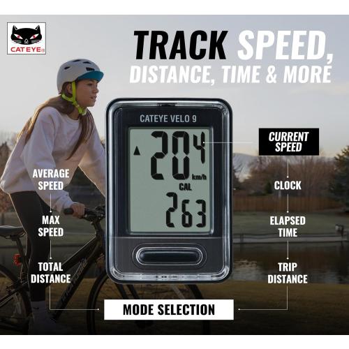 CATEYE Velo Wired Bike Computer – Entry-Level Speedometer and Odometer, Perfect for Beginner Cyclists, Auto Start/Stop, Easy Setup for Road, MTB, Gravel Bikes, 3 Year Battery Life