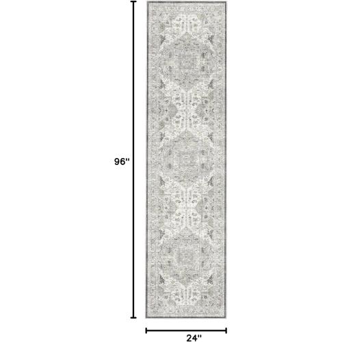 Madane Washable Runner Rug - 2x8 Runners for Hallways Kitchen Non-Slip Runner Rugs Ultra-Thin Laundry Room Rug Throw Carpet Runner for Entrance Living Dinning Room Foyer (Ivory/Brown, 2 x 8)