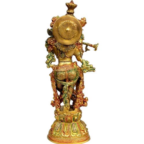 Size 21 eSplanade - Brass Radha Krishna - Big Size - Brass Radha Idol Statue Sculpture (21) (Krishna Coloured)