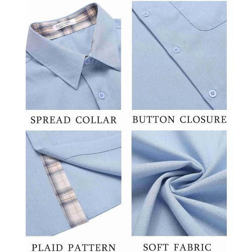 Size L..COOFANDY Men's Button Down Shirts Short Sleeve Casual Shirts Summer Beach Shirts Vacation Wedding Shirts with Pocket