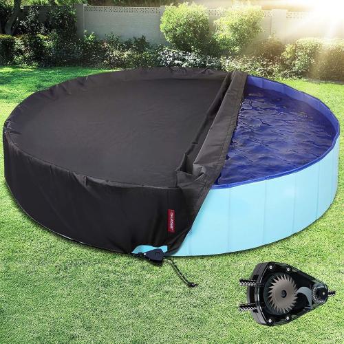 QH.HOME[2025 Upgraded Windproof] 71-72 inch Kiddie Pool Cover Round, Collapsible Dog Pool Cover with Super Windproof Ratchet Design, Odorless Waterproof Fabric Material and - Only Cover