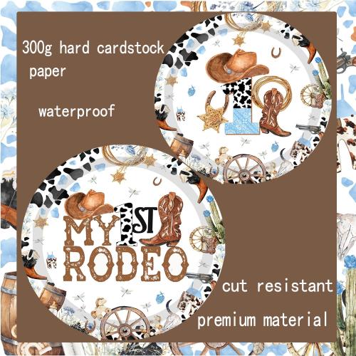 My First Rodeo Birthday Party Supplies Cowboys 1st Rodeo Birthday Tableware Western Cowboys Bday Paper Plates Napkins Cups for My First Rodeo Baby Shower Decor Serve 30