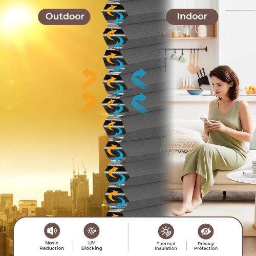 Allesin Cellular Shades Cordless Blackout Honeycomb Blinds for Indoor Windows, Thermal Insulated Window Shades Noise Reduction, Easy to Install, Perfect for Bedroom/Living Room, Grey 34 W x 64 H