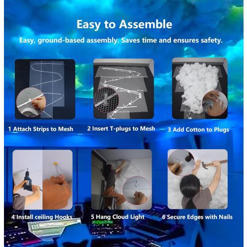 16.5 FT Cloud Lights for Ceiling, Upgraded Thundercloud Music Sync Multicolor Changing Strip Light, Atmosphere DIY Creative Thunder Cloud Lamp Wall Ceiling Light for Bedroom Gaming Room Party