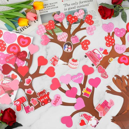 SULOLI 24 Pack DIY Love Heart Tree Craft, Valentine's Day Heart Tree Heart-Shaped Craft Kit for Valentine's Day Wedding Mother's Day Party Favor Supplies