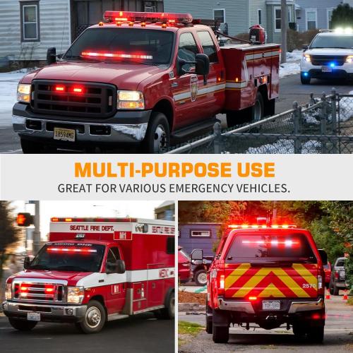 Size 35 XRIDONSEN 35 inch Traffic Advisor Firefighter Light Bar 144 LED Red White Emergency Lights Warning Flashing Safety Interior Windshield strobe lights w/Directional for Volunteer Vehicles Trucks POV