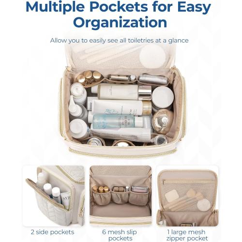 BAGSMART Travel Toiletry Bag, Large Wide-open Travel Bag for Toiletries, Makeup Cosmetic Travel Bag with Handle-Black