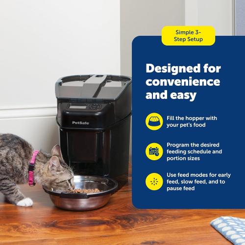 PetSafe Automatic Cat Feeder - Healthy Pet Simply Feed - Automatic Pet Feeder for Cats & Dogs - Timed Pet Feeder with Programmable Portion Control - Holds 24 Cups of Dry or Semi-Moist Dog or Cat Food