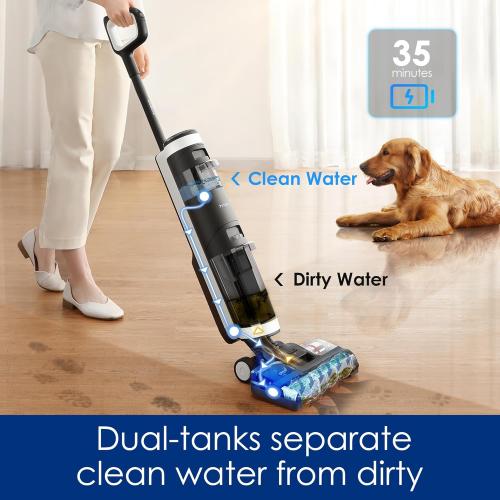 Color Grey Tineco Floor ONE S3 Cordless Hardwood Floors Cleaner, Lightweight Wet Dry Vacuum Cleaners for Multi-Surface Cleaning with Smart Control System