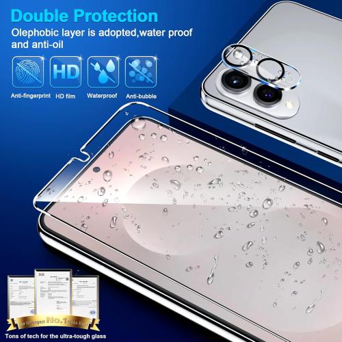 3 Pack for Samsung Galaxy S25 Edge Screen Protector Tempered Glass   3 Pack Camera Lens Protector, Military Grade Shatterproof, 9H Hardness, Fingerprint Unlock, Case Friendly 6.7 Inch