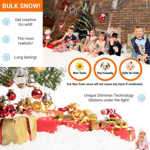 PARTY GOAT Bulk Fake Snow Powder for Outdoor & Indoor use. 39oz Makes 15 Gallons of Instant Snow for Sensory Play. Make Artificial Snowballs. Just Add Water. Magic Fun for Kids
