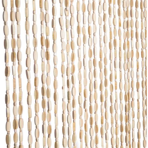 FlavorThings 52 Strands 36 x 79 Wood and Bamboo Beaded Curtain for Doorway Room Divider,Bamboo and Wooden Doorway Beads-Boho Bohemian Curtain(Beige)