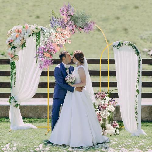 Wedding Arch Backdrop Stand 7.2FT, 6.6FT,6FT Set of 3 Gold Metal Arch Backdrop Stand for Wedding Birthday Party Baby Shower Graduation Floral Balloon Ceremony Decoration(Gold, 7.2FT, 6.6FT, 6FT)