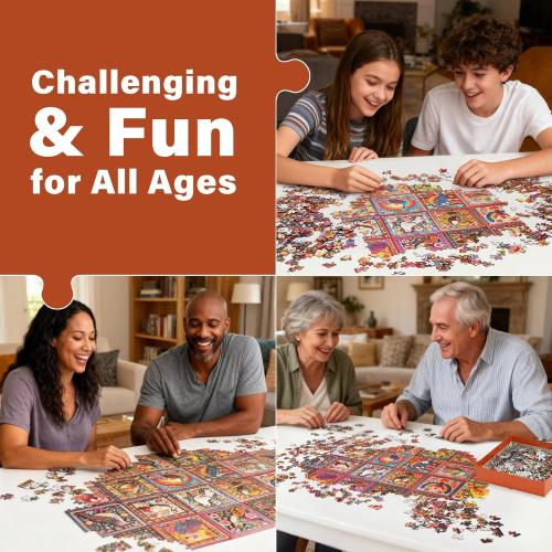 BenBen Puzzles for Adults 1000 Pieces, Bird Crochet, Jigsaw Puzzles with Letters or Patterns on Back, Challenging Puzzles for Family Game Night Home Décor