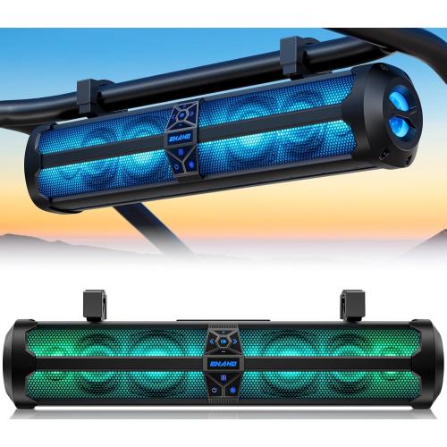 Ehaho Rumble-X Series UTV Sound Bar, 8-Speaker Metal ATV Soundbar BT w/Broadcast Party Mode & Music Sync Multicolor, 29 Golf Cart Sound Bar Compatible with Polaris RZR Can-Am, for 1- 2 Roll Cage