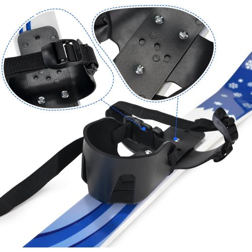 Odoland Kid's Beginner Snow Skis and Poles with Bindings, Low-Resistant Ski Boards for Age 4 and Under, Lightweight Sturdy and Safe Kids Skiing Equipment