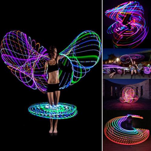 LED Hoop Dance Exercise Light Up Hoop for Kids Adults Children, 36in24inFitness Equipment Weight Loss Auto Color Changing Strobe Glow Light, Hooper Hoop(2*AA Batteries are Needed. Not Included)