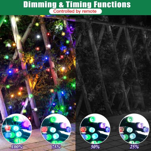 LitHome 100 LED Solar Christmas String Lights Outdoor, 33FT 34Colors Changing Solar/USB String Lights Waterproof with Remote, 102 Modes Easter Light for Xmas Tree Party Holiday Valentine's Day Decor