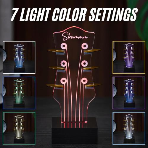 Color Changing Light Up Guitar Pick Holder. Authentic Classic Guitar Headstock Design Lamp with 7 Colors, USB Power, Holds 6 Picks, Great Guitar Gift for Men, Musicians & Guitarists (Classic)
