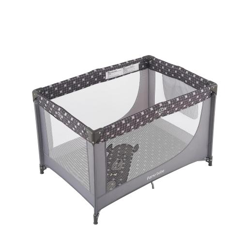 Grey Pamo Babe Portable Crib Baby Playpen with Mattress and Carry Bag Grey
