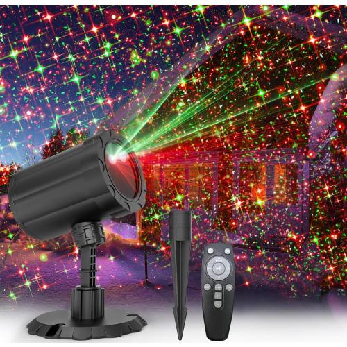 Christmas Projector Lights Outdoor, BLOFUN Red and Green Starlight Projection Light, 3 Modes with Remote Control, Halloween, Christmas, Party, New Year Decoration Waterproof and Frostproof-Multicolor