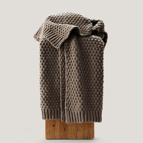 EVERGRACEHOME Chunky Chenille Knit Throw Blanket for Couch, Soft Luxurious Moss Stitch Blankets for Bed, Cozy Decorative Farmhouse Knitted Throws for Sofa, Mocha Brown, 60 x 80