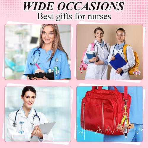 Henoyso 36 Pcs Nurse Badge Reel with Mini Highlighter Pens 2026 Cna Nursing Week Gifts Bulk Retractable Badge Clips Accessories for Cna Medical Nursing Staff Women (Classic)
