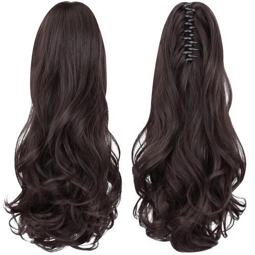 ponytail extension,16 claw clip hair extensions ponytail short curly hair ponytail Extension Natural Looking Synthetic Hairpiece for Women Black brown