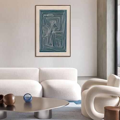NANKAI Art Hand-Painted Blue Textured Abstract Oil Painting Modern and Minimalist Decorative Art Piece Suitable for Wall Decoration in a Family Office or Corridor 36x24 inches