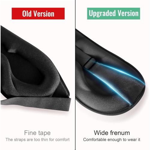 Sleep Mask,Upgraded 3D Deep Contoured Eye Mask for Sleeping,No Pressure Eye Covers 99% Block Out Light Eye Mask with Adjustable Elastic Strap for Sleeping, Yoga, Traveling (1pc,Black)