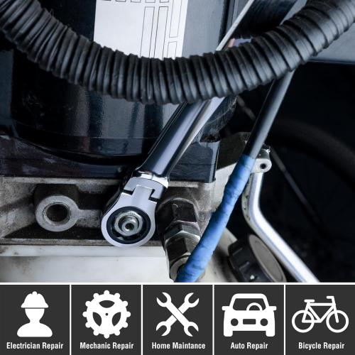 Size 14x15 mm Steel DURATECH 14 * 15 mm Extra Long Flex-Head Ratcheting Wrench, Metric, CR-V Steel