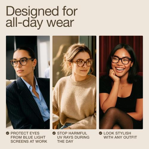 miyya Blue Light Glasses for Women & Men – Oversized UV & Blue Light Blocker Chunky Frames, Stylish Eyewear Accessories