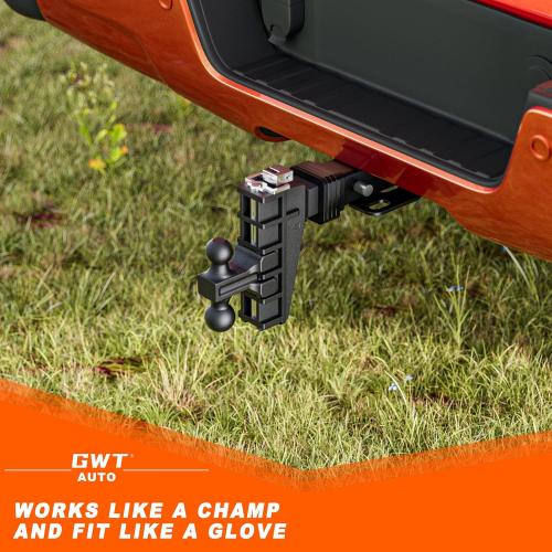 Dual-Ball Adjustable Trailer Hitch(2&2-5/16), Fits 2.5-Inch Receiver, 6 Inch Drop/Rise Drop Cushioned Hitch, 28,000 LBS GTW-Tow Hitch for Truck, Solid Ball Mount, Black, Heavy Duty