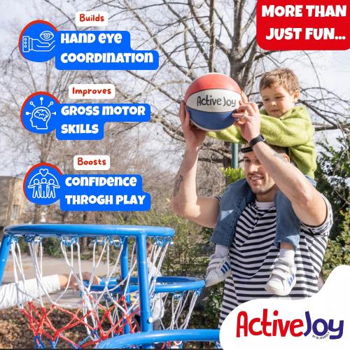 Activejoy- 4 Hoop Basketball Set - Toddler Basketball Hoop Indoor - Outdoor Play Preschool -  3 Years Old Toy. Includes 2 Balls and air Pump