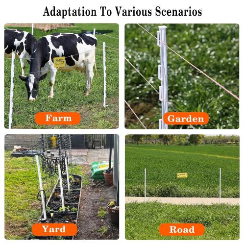 Size 48/4 ft 25 Pack Electric Fence Posts,48 Inch/4FT Step-in Plastic Posts for Farm and Garden,Temporary Sturdy Fencing System for Electric Fencing and Yard Protection, White