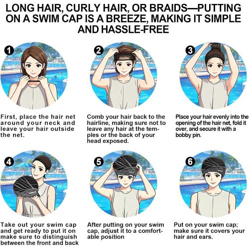 WHALE Extra Large Swim Cap Designed for Men and Women with Thick, Long Hair, Hair Extensions Or Afro-Textured Hair Long-Hair Swim Cap Highly Waterproof to Keep Hair Dry