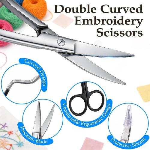 Double Curved Bent Handle Embroidery Scissor for Machine,Black