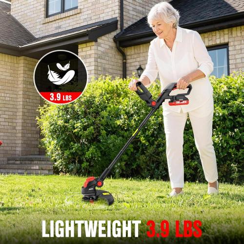 EWORK Weed Wacker Cordless, 2-in-1 String Trimmer and Edger with 2 Batteries, Upgraded Cutter Blade, 20V Lightweight Electric Weed Eater for Lawn, Yard and Garden