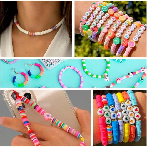 Sunlode Bracelet Making Kit 5000pcs, Jewelry Making Kit for Beginner, DIY Arts and Crafts Gift Toys for Kids Ages 6-13 Preppy Clay Beads with Charms Friendship Bracelets