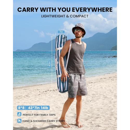 Beach Cabanas for Sand, Foldable Beach Canopy with Sandbags 8' | 43 Compact Fold, 8' x 8' Fits 6 Person, UPF 50 , Wind-Resistant, Privacy Side Wall, Easy Setup, 6.5-8' Adjustable Height