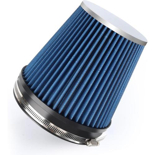 Blue Cold Air Intake Filter Clamp-On Replacement High Flow Inlet Air Filter High Performance Washable Cone Filter Blue