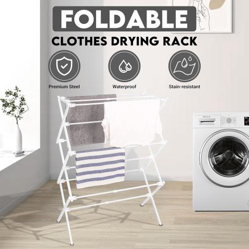 2026 Enhanced Clothes Drying Rack | Foldable Drying Rack Clothing for Laundry | Small Collapsible Portable Dryers for Laundry | Use for Indoor & Outdoor | White 37.5x29x12