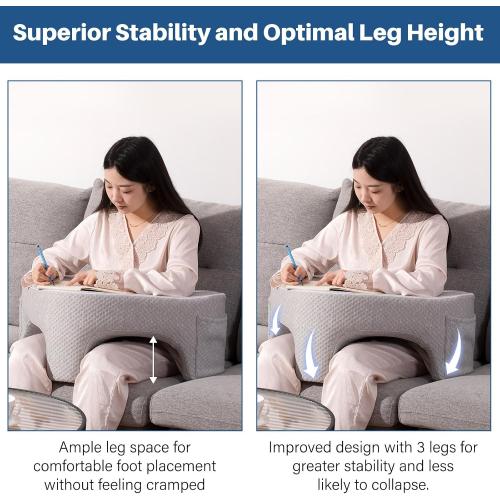 Reading Pillows for Sitting in Bed Adult, Soft Laptop Lap Desk, Cushy Desk, Extra Large Gaming Pillow with Pocket, Arm Rest Pillow for Couch Sofa Floor, Memory Foam Bed Rest Lap Pillow for Working (A)