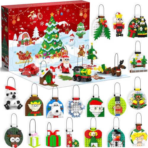 Advent Calendar 2025 Christmas Ornaments Building Set, 24 Days Countdown Calendar Hanging Building Blocks, Ideal Christmas Tree Decor Kit for Xmas Gift & Stocking Stuffers for Kids Boys & Girls