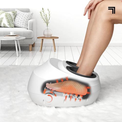 Sharper Image Electric Shiatsu Foot Massager with Heat & Air Compression, Deep Kneading Rollers & Washable Cover, Targets Heels, Balls & Arches up to Mens Size 12, Gift for Women & Men