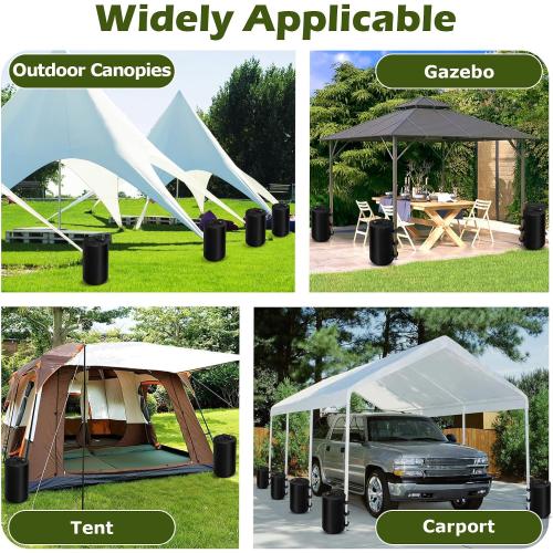 Canopy Water Weights Bag Set of 4, 176LBS Water Weights for Canopy Tent Legs, Heavy Duty Canopy Tent Weights for Gazebo, Pop Up Canopy, Tent, 4 x 20L, Black