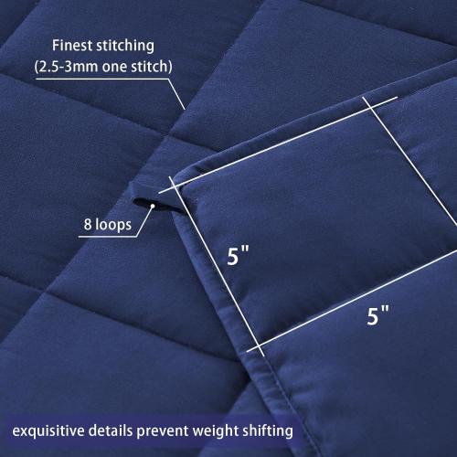 yescool Weighted Blanket for Adults (17 lbs, 60 x 80, Blue) Cooling Heavy Blanket for Sleeping Perfect for 110-130 lbs, Queen Size Breathable Blanket with Premium Glass Bead, Machine Washable