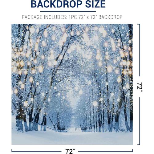 Winter Forest Backdrop Wonderland Snowflake Photography Background Bokeh Glitter Snow Scene Christmas Party Decoration Tree Landscape Portrait for Photobooth Photo Studio