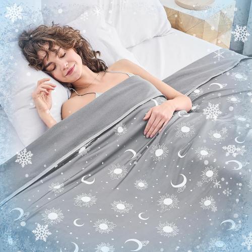 inhand Cooling Blanket - Cooling Blankets for Hot Sleepers -Decorative Lightweight Breathable Summer Cold Blankets for Sleeping Night Sweats to Keep Cool-(90x90) Dark Grey-Sky