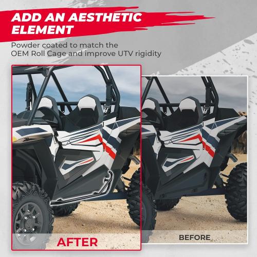 KEMIMOTO Nerf Bars Heavy Duty Black Tree Kickers Side Steps Compatible with 2014-2022 Polaris RZR XP 1000/ XP Turbo/ S900/ S1000/ Trail S 900 RZR Nerf Bars Rock Sliders Left & Right - 2 Seater